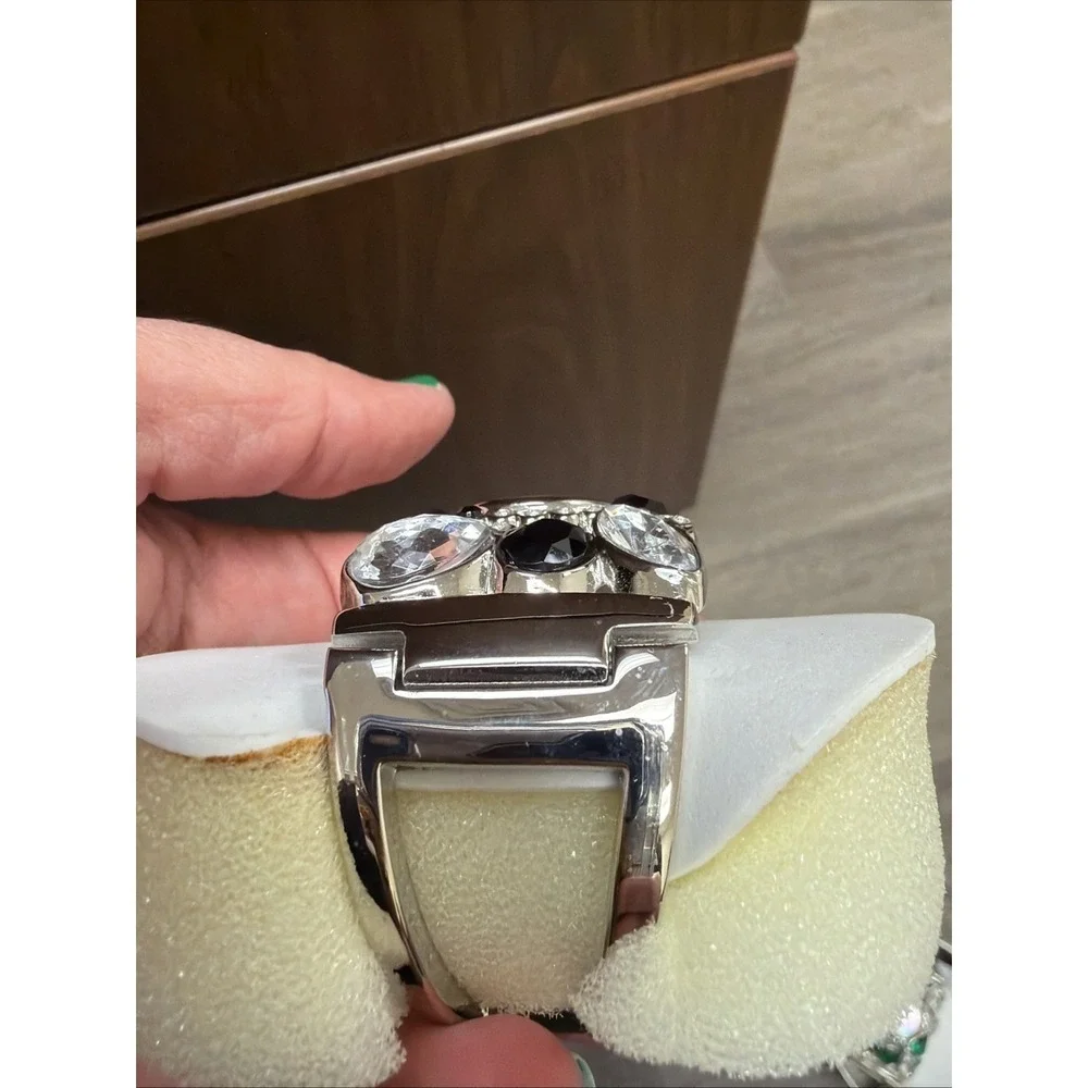Charming Charlie Cuff Watch Lot 2 Black Green Rhinestone Statement  Watches‎